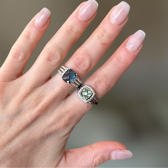 DY Petite Albion Ring with Prasiolite & Diamonds - Picture 12 of 16